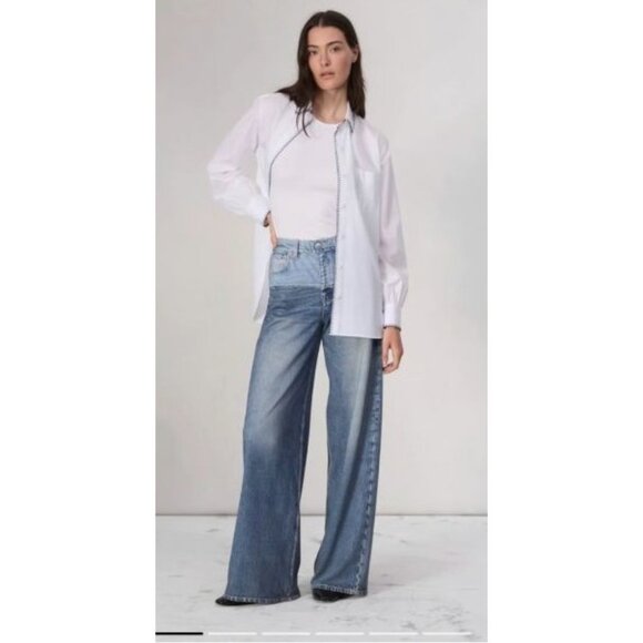 Rag & Bone Miramar Terry Sofie Wide Leg Pant Sweatpant Jeans in Antonia Blue 32 - Picture 2 of 8